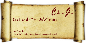 Csiszér János névjegykártya